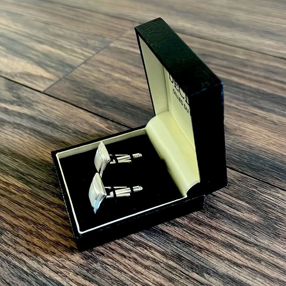 Mother of pearl inlaid sterling silver Art Deco cufflinks